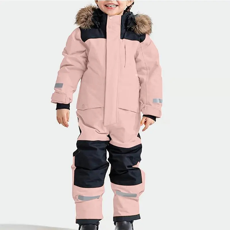 Kids One Piece Snowsuit Girl Boy Ski Snowboard Jumpsuits
