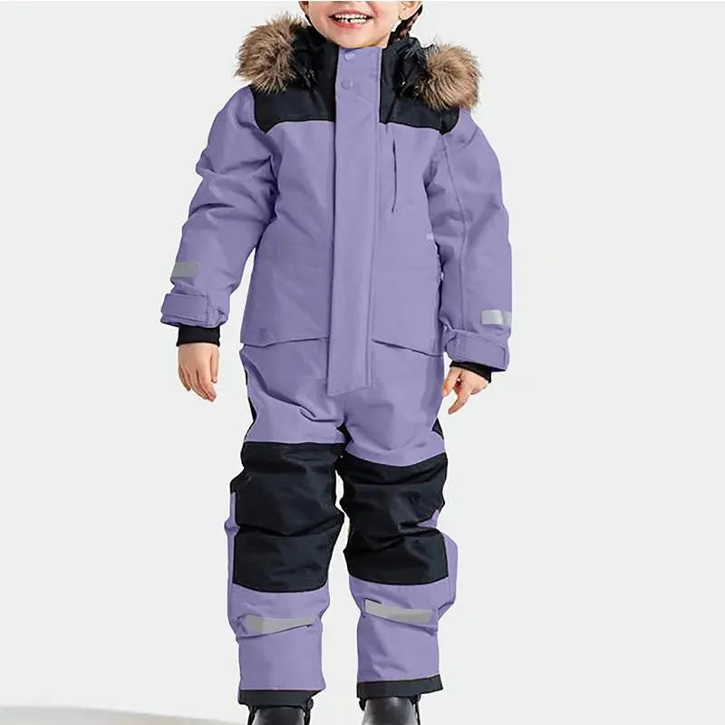 Kids One Piece Snowsuit Girl Boy Ski Snowboard Jumpsuits