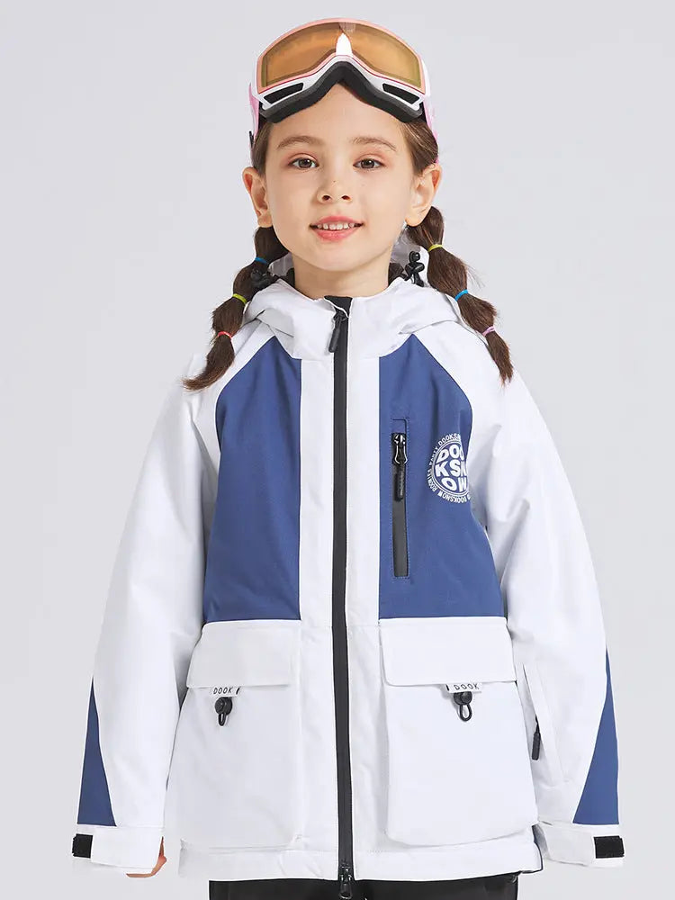 Children Colorblock Ski Jackets Winter Warm Sports Coat