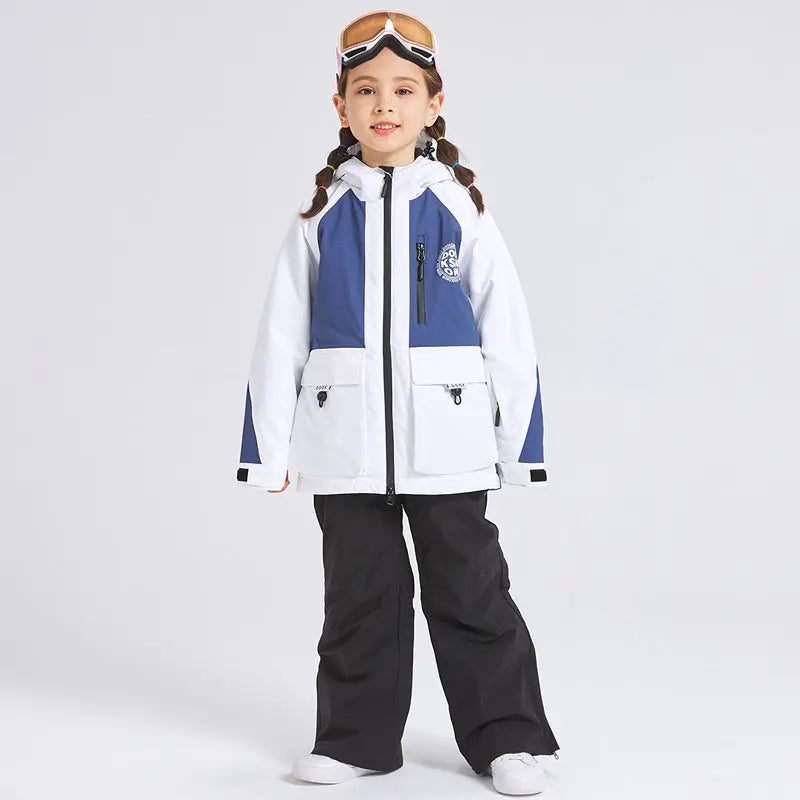 Children Insulated Ski Jacket & Bibs Baggy Snowsuits