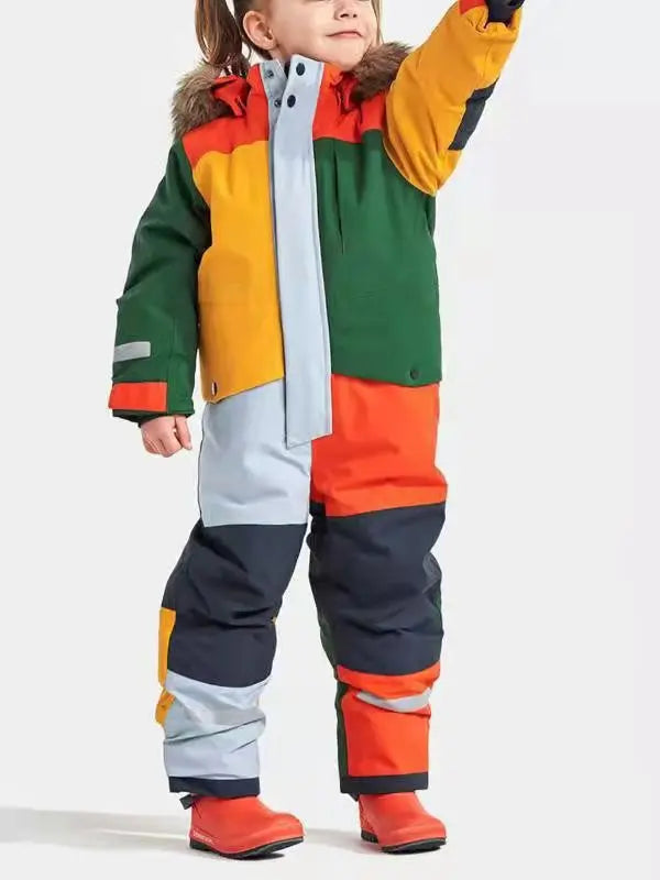 Children's Winter Ski Suit Thermal One-piece Ski Overalls