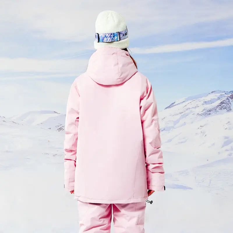 Classical Cargo Snowboarding Jacket Women Solid Color Ski Coat