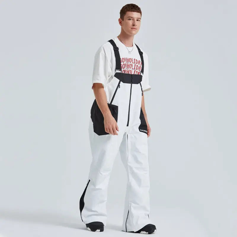 Couple Style Outdoor Ski Bibs Pants High Wasit Snow Overalls
