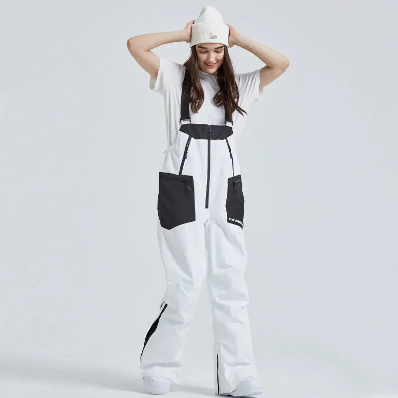 Couple Style Outdoor Ski Bibs Pants High Wasit Snow Overalls