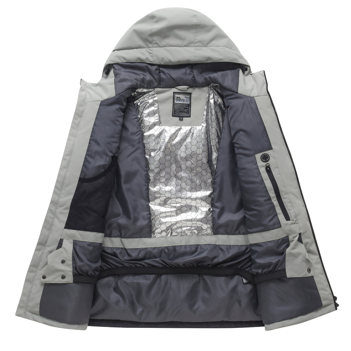 Unisex Color-Panel Hooded Ski Shell Coat