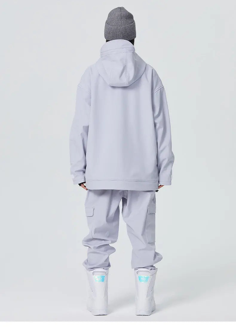 Female 2 Pieces Ski Suits Hoodie Jacket & Loose Fit Pants