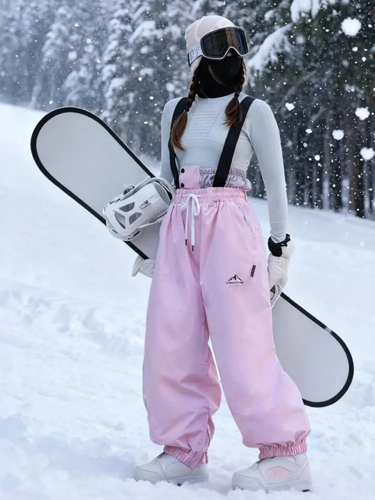 Girls Baggy Snow Bib Pants Loose Fit Ski Trousers for Sports