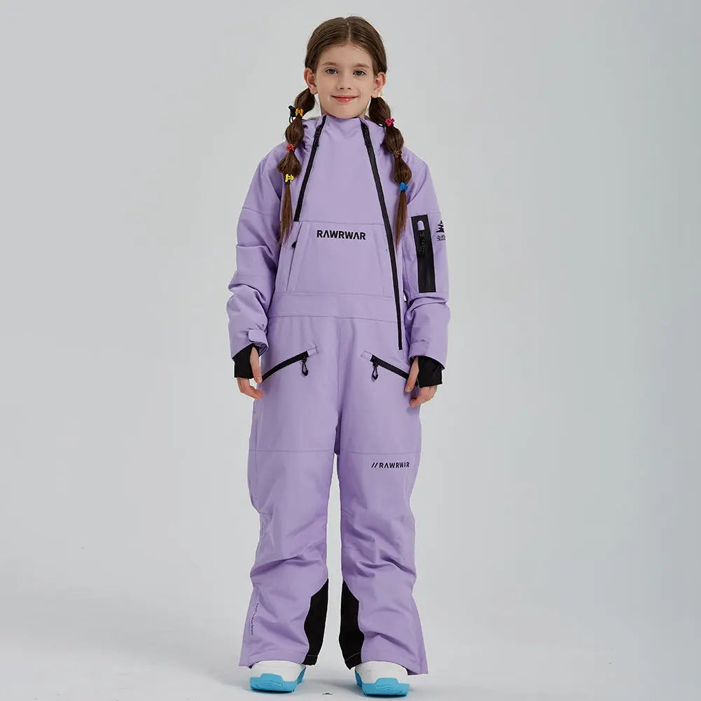 Girls High Quality One Piece Ski Jumpsuits Hooded Warm Snowsuits