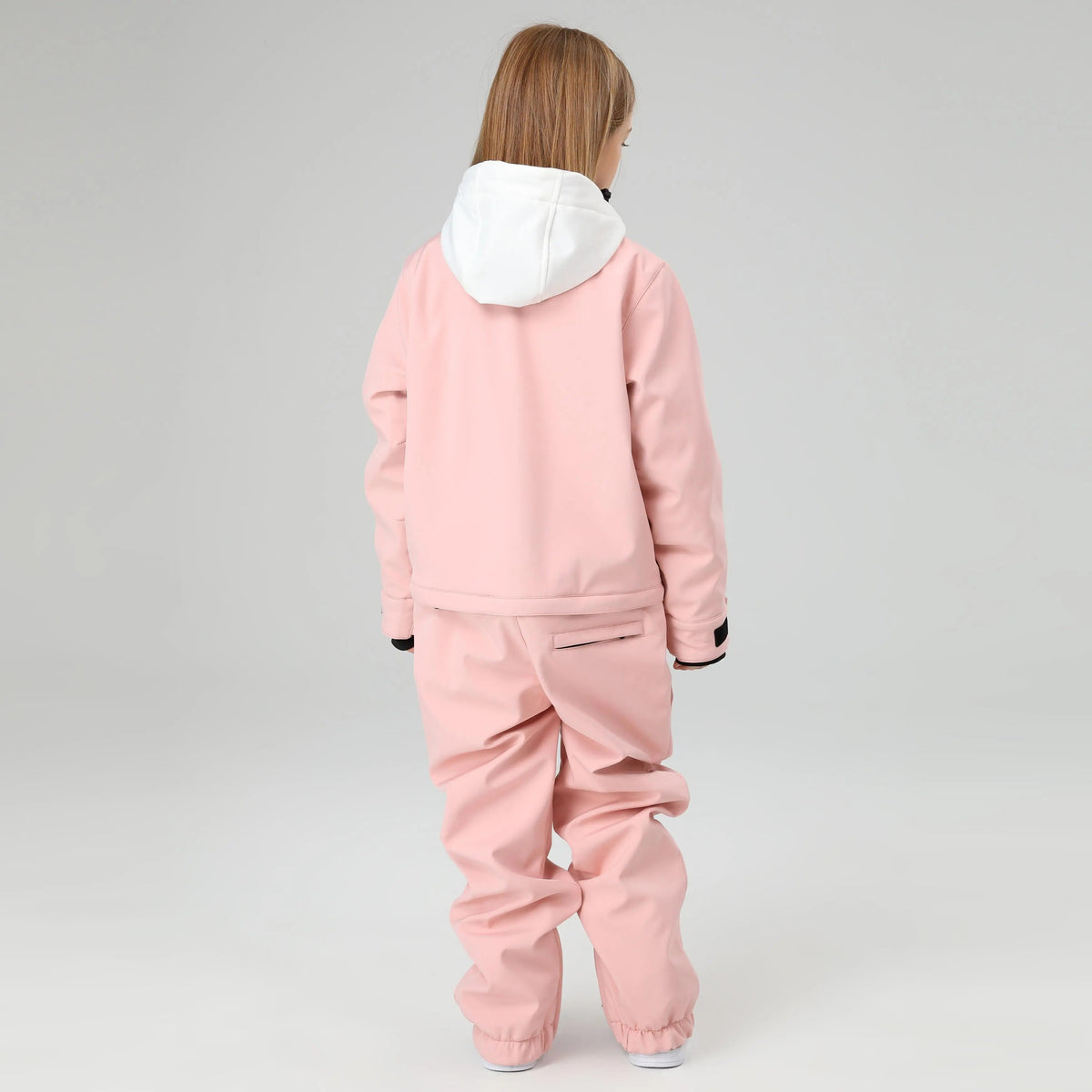 HOTIAN Girls Contrast Hooded Cargo One Piece Ski Jumpsuit With Side Zip