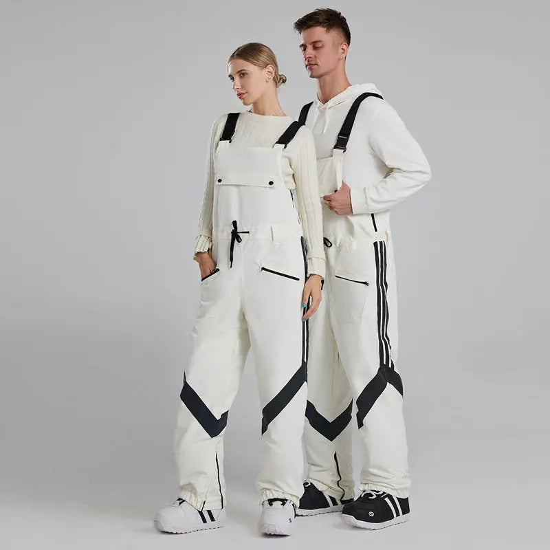 Women and Men Reflective Snow Bibs & Pants One-piece Ski Jumpsuits