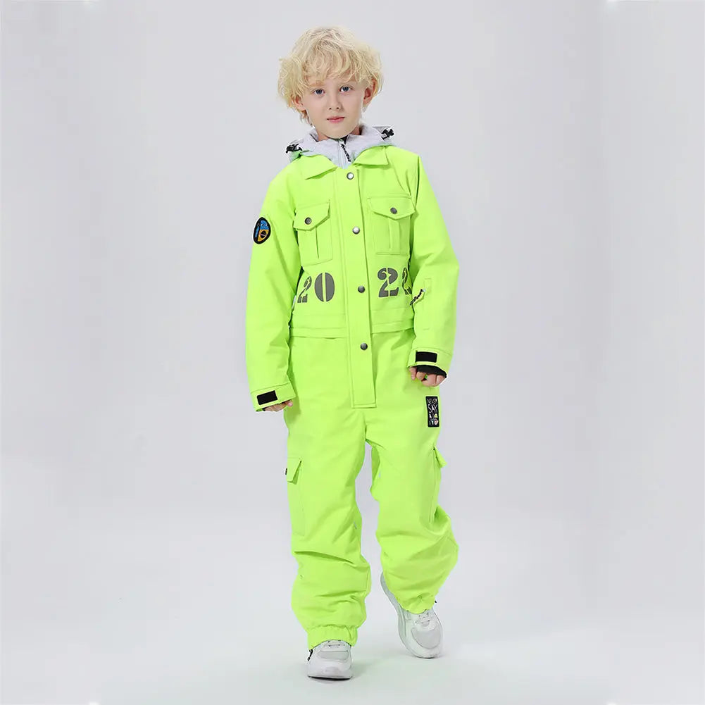 Hotian Boy One Piece Snowsuits Breathable Contrast Hooded