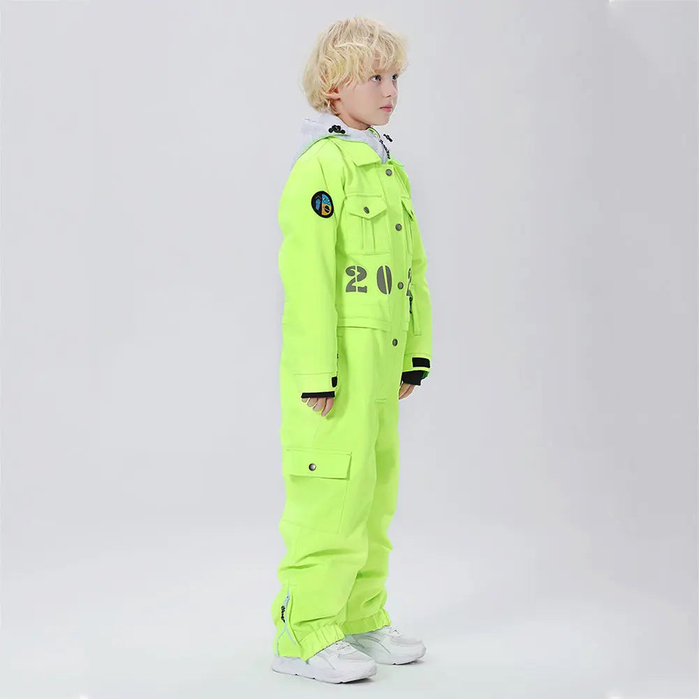 Hotian Boy One Piece Snowsuits Breathable Contrast Hooded