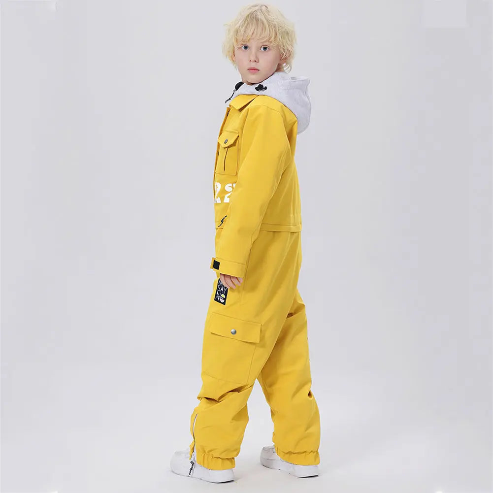Hotian Boy One Piece Snowsuits Breathable Contrast Hooded