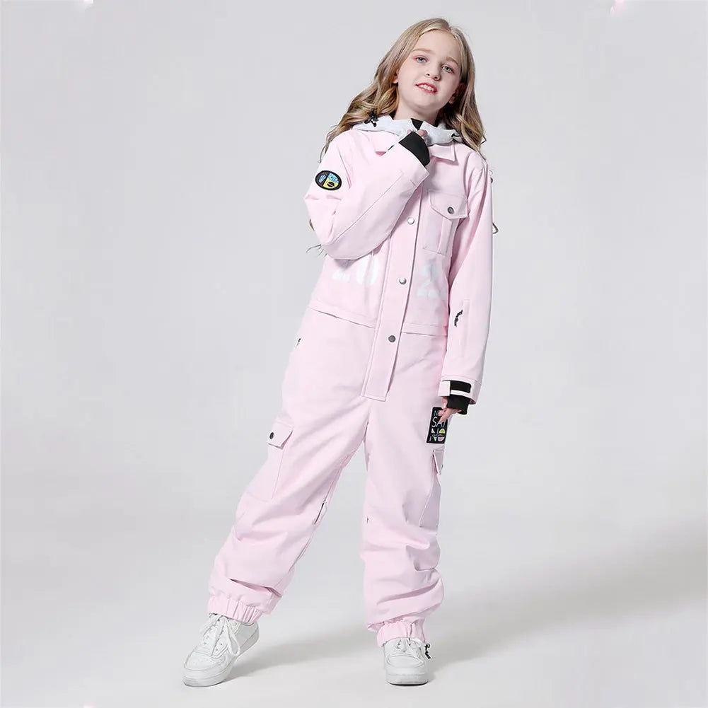 Hotian Boys & Girls One Piece Snowsuits Breathable Contrast Hooded