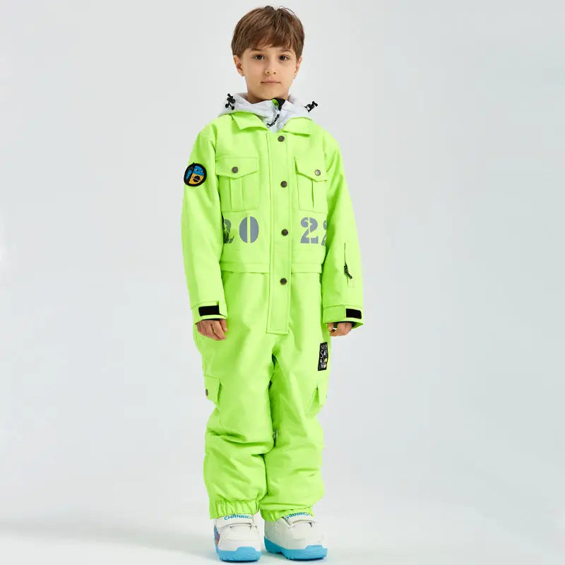 Hotian Boys & Girls One Piece Snowsuits Breathable Contrast Hooded