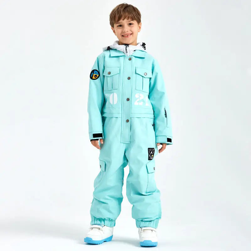 Hotian Boys & Girls One Piece Snowsuits Breathable Contrast Hooded