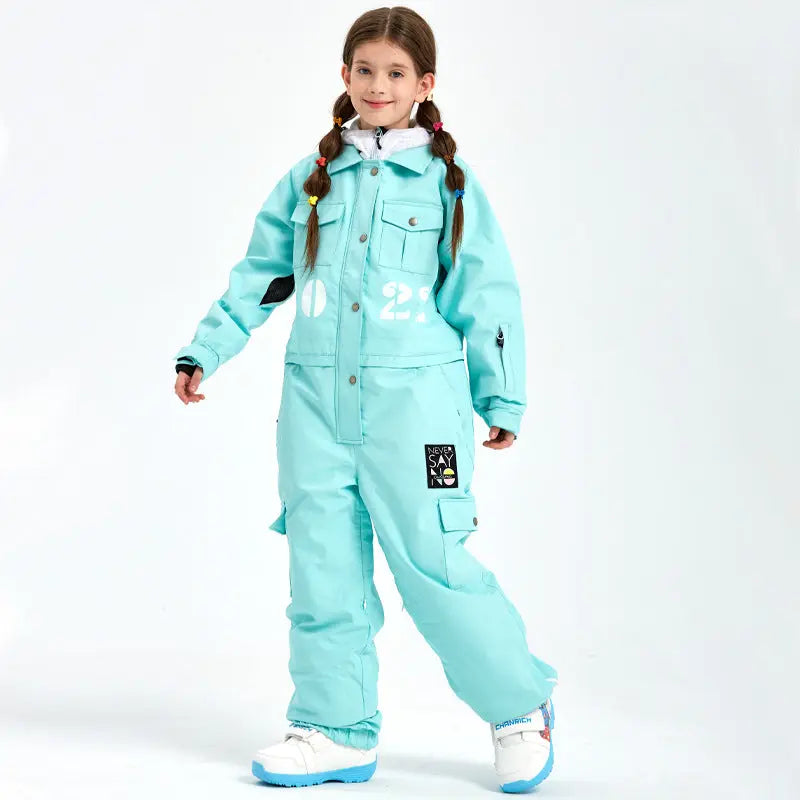 Hotian Boys & Girls One Piece Snowsuits Breathable Contrast Hooded