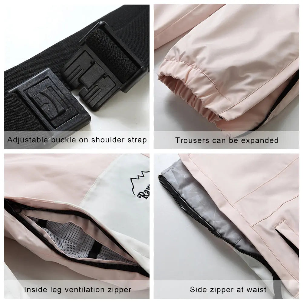 Hotian Colorblock Women Insulated Snow Snowboard Bibs