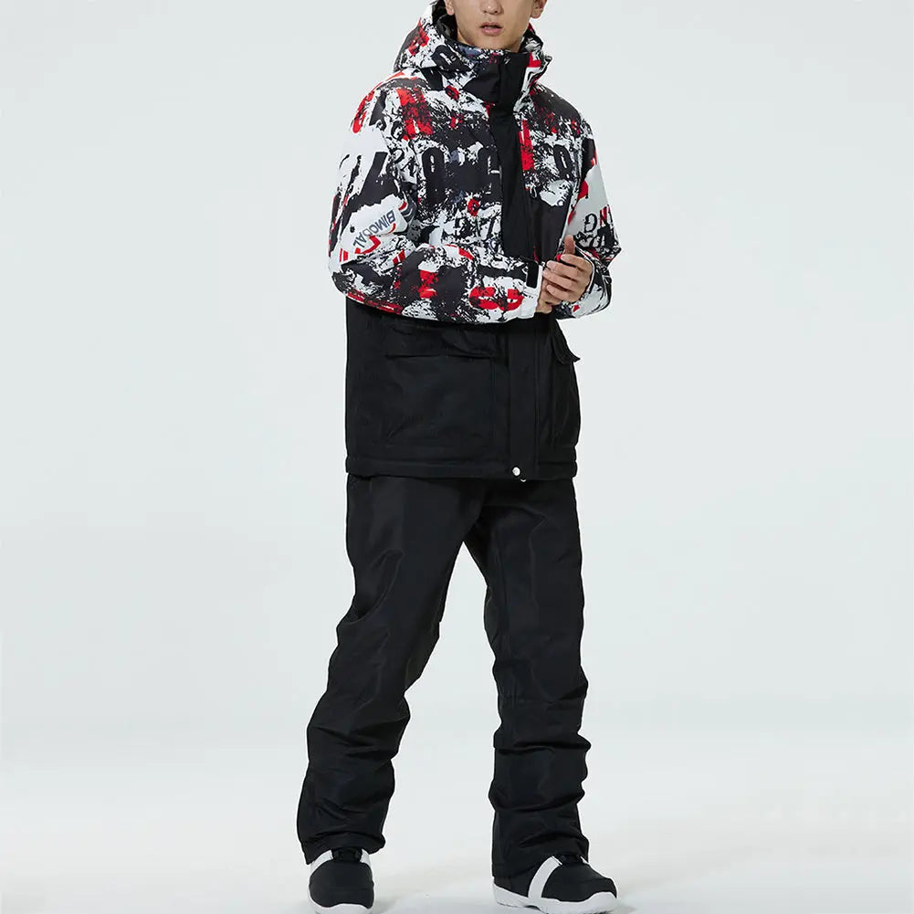 Hotian Men Hooded Skiing Cargo Jacket Soft Shell