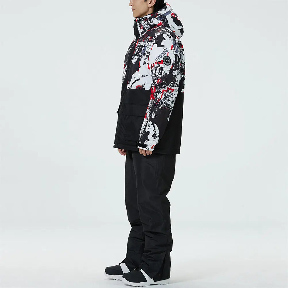 Hotian Men Hooded Skiing Cargo Jacket Soft Shell