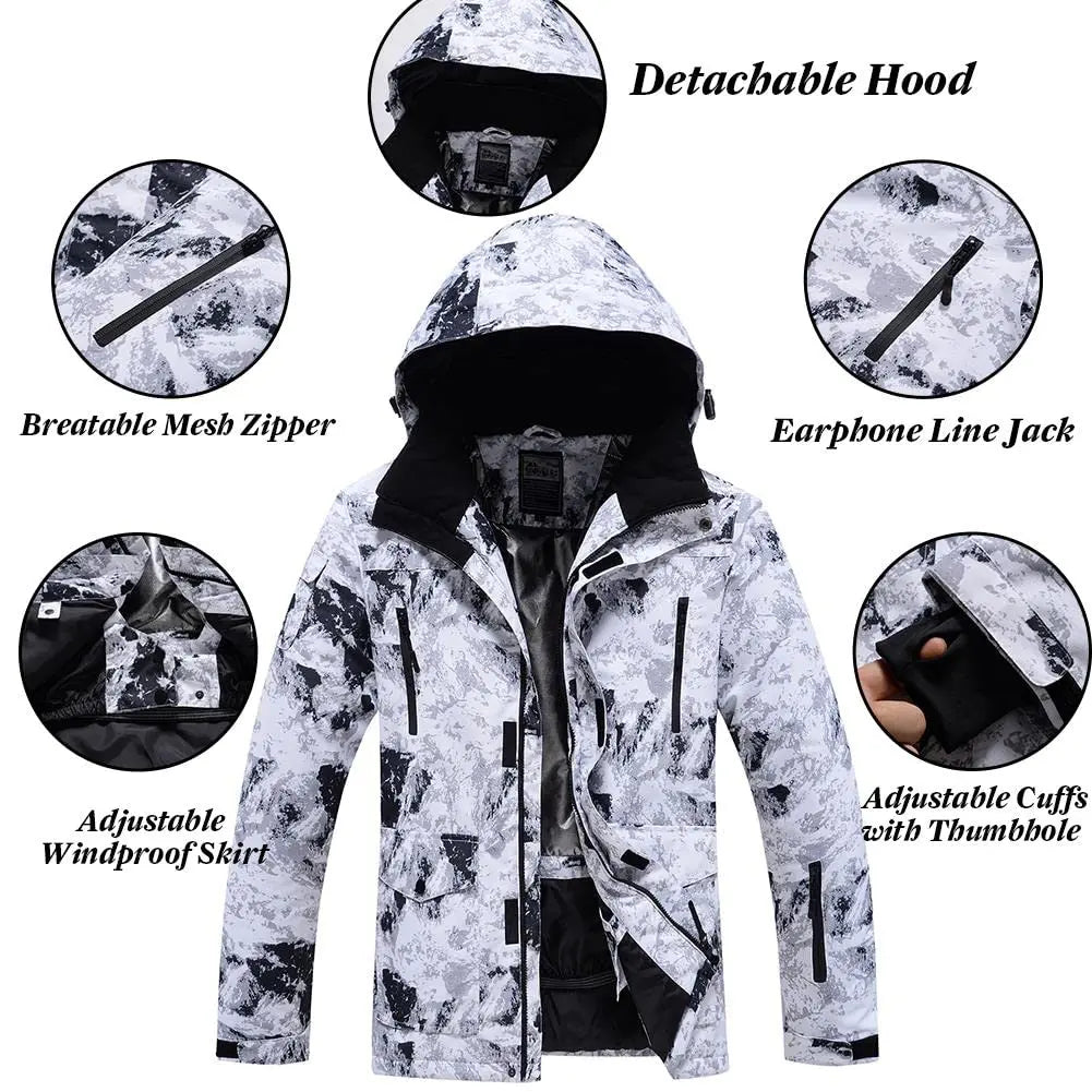 Hotian Men Insulated Skiing Shell Jacket Hooded