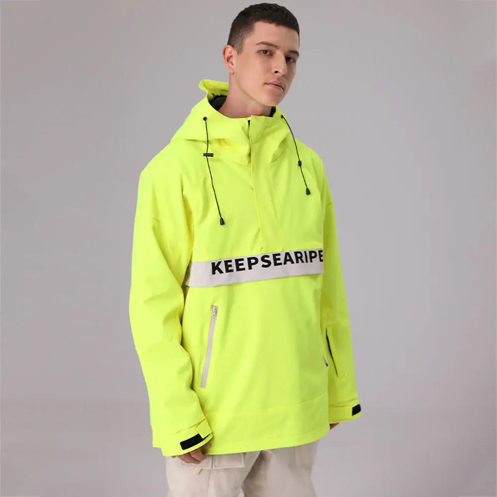 Men Half-zipper Snow Jacket Insulated Ski Anorak Hoodie Pullovers