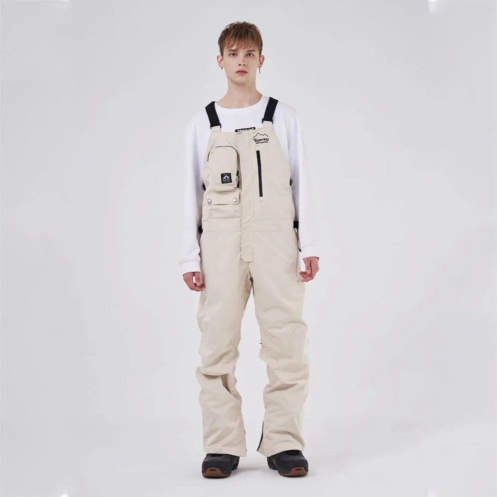 Cool Adult Insulated Snow Bibs Spliced Jumpsuit Overalls