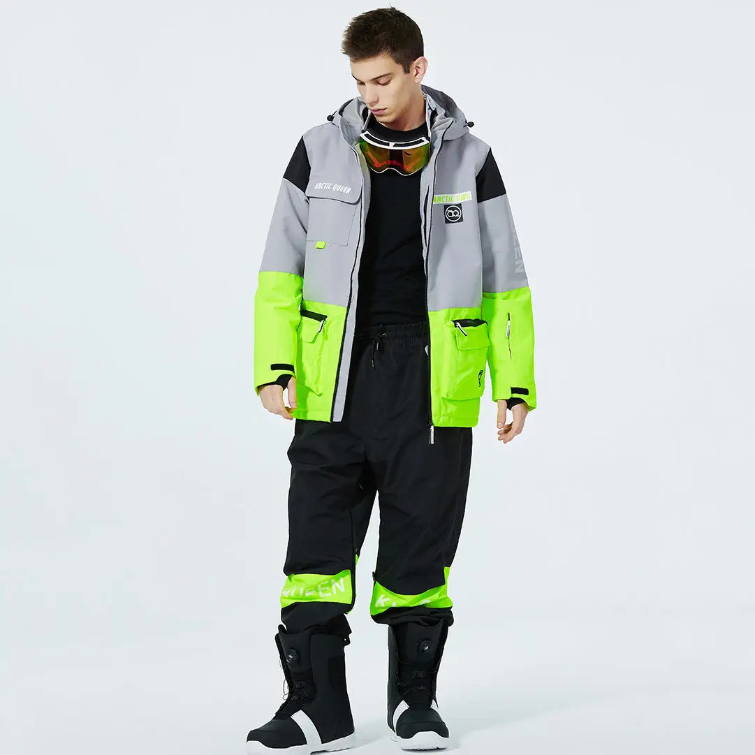 Hotian Men Ski Insulated Cargo Jacket Waterproof Outdoor Coat
