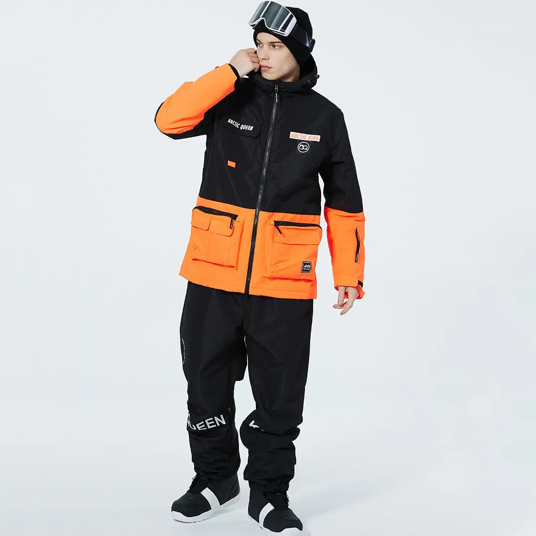 Hotian Men Ski Insulated Cargo Jacket Waterproof Outdoor Coat