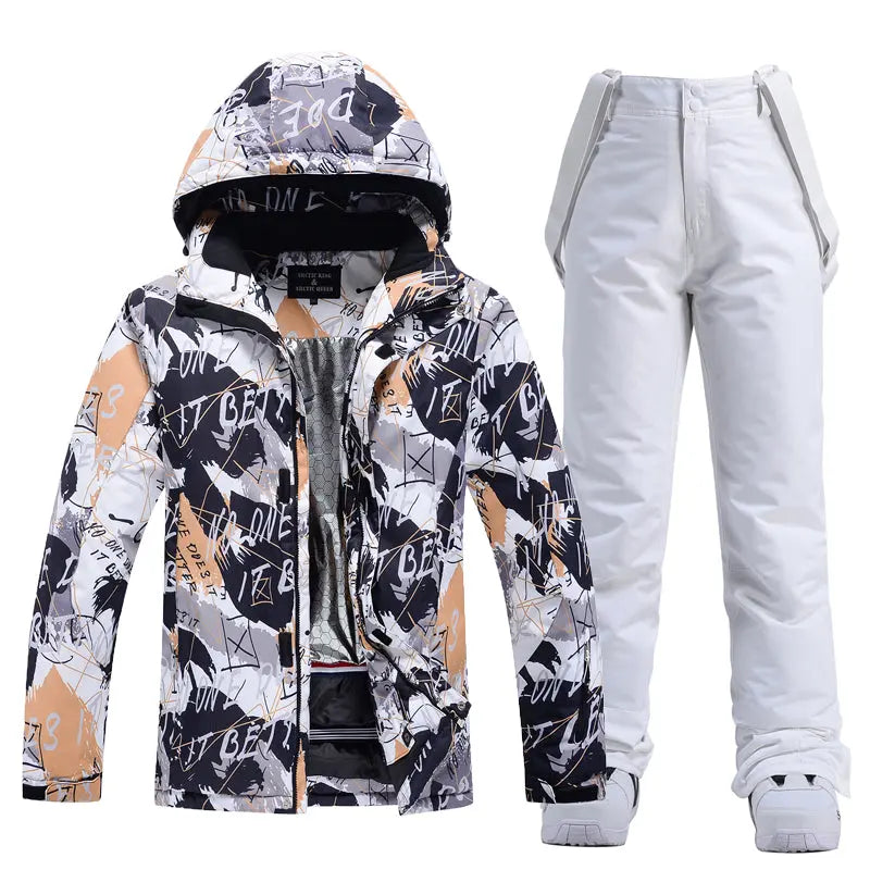 Hotian Men Ski Set Insulated Jacket & Bib Pants Waterproof