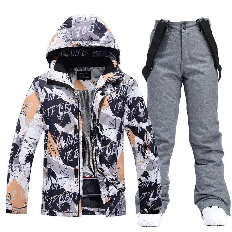 Hotian Men Ski Set Insulated Jacket & Bib Pants Waterproof