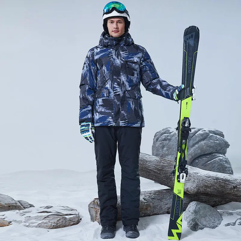 Hotian Men Ski Set Insulated Jacket & Bib Pants Waterproof