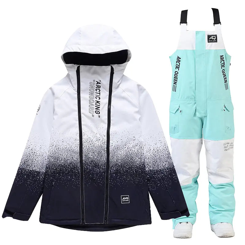 Unisex Outdoor Winter Snowboard Suits Cargo Jacket & Bibs Pants 