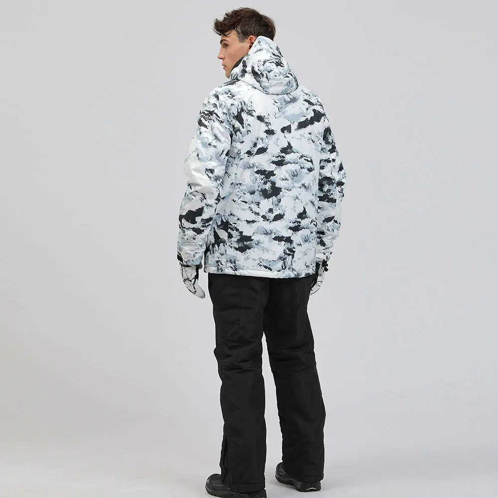 Men Snowboarding Snow Jacket Printed Windproof Coat