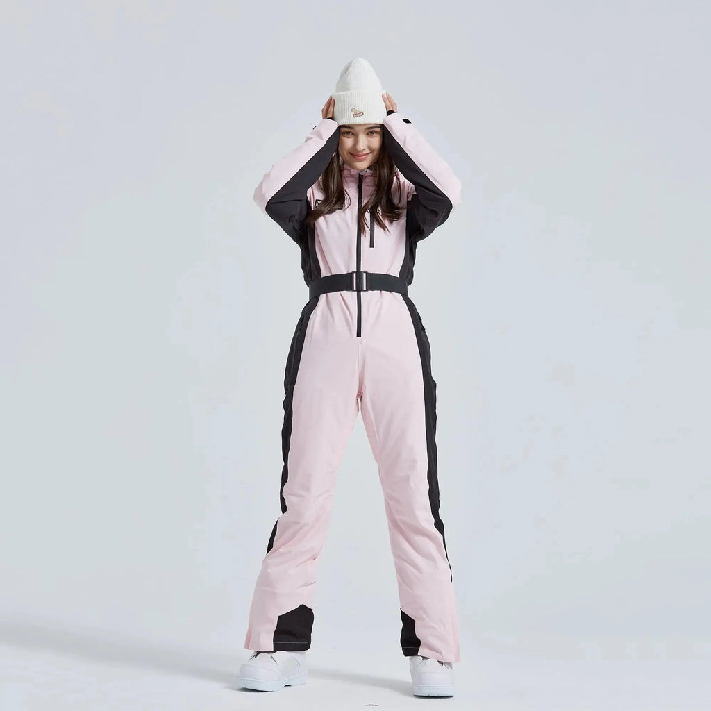 Hotian Women High Neck Hooded One Piece Ski Suits