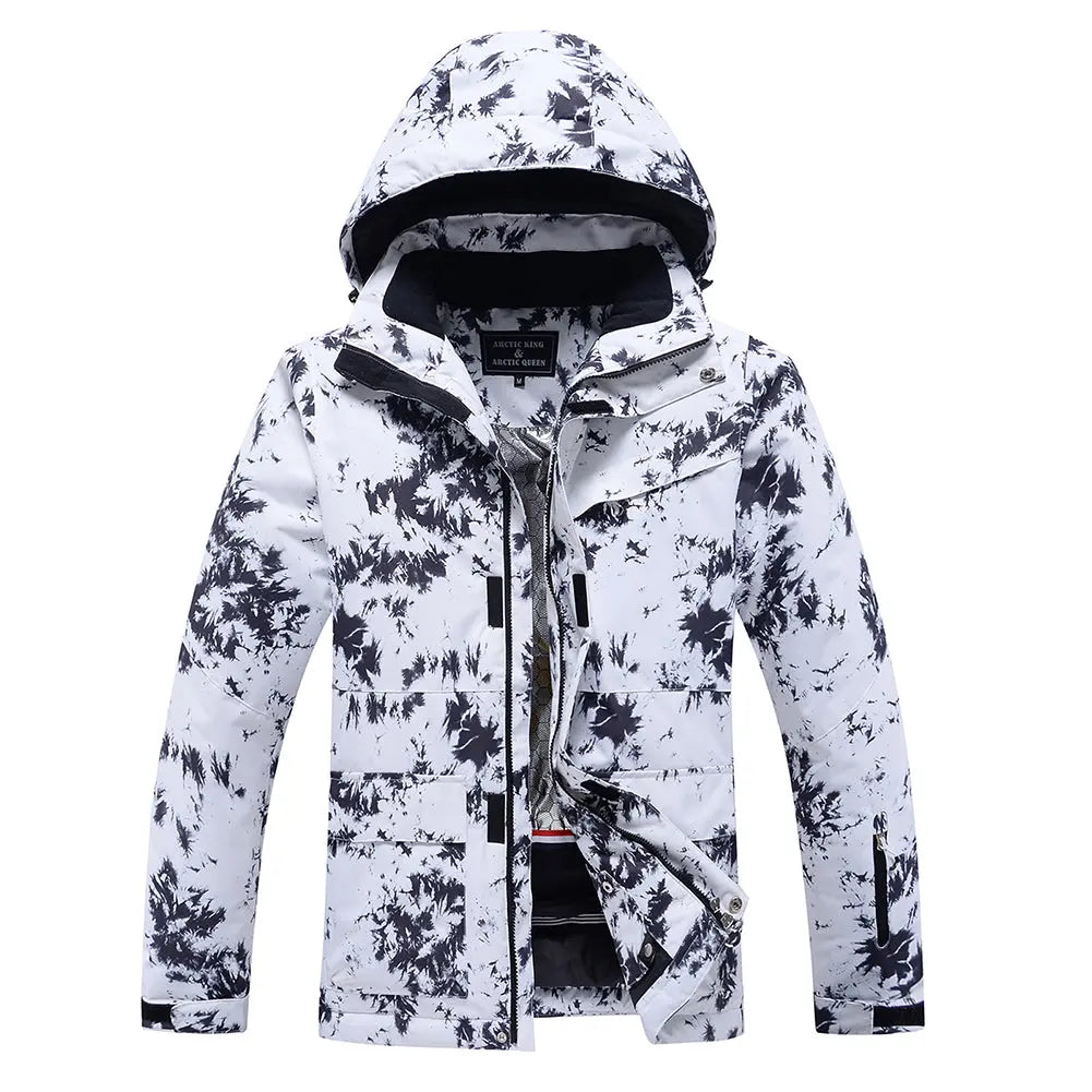 Women Hooded Insulated Snow Jacket Printed Ski Coat for Outdoor Sports