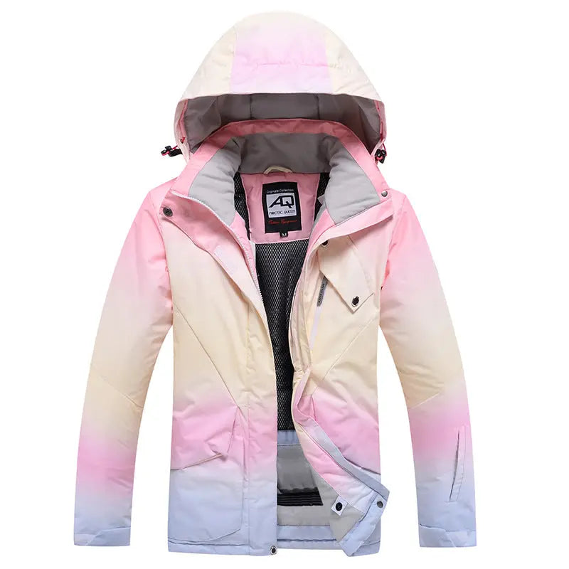 Cute Girls Rainbow Printed Ski Snowboard Cargo Jacket