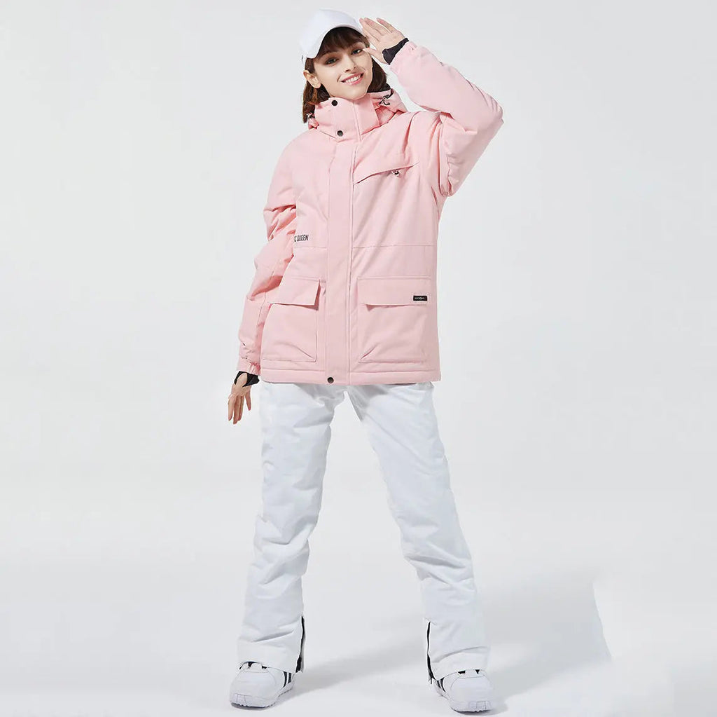 Hotian Women Ski Snow Cargo Jacket Hooded Insulated Coat for Sports