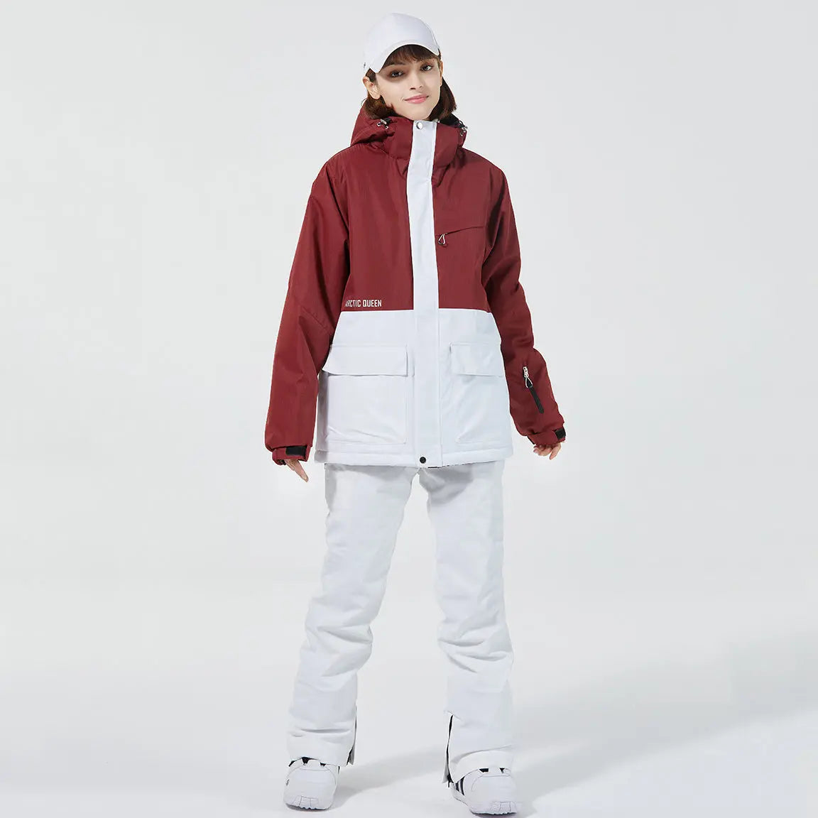 Hotian Women Ski Snow Cargo Jacket Hooded Insulated Coat for Sports