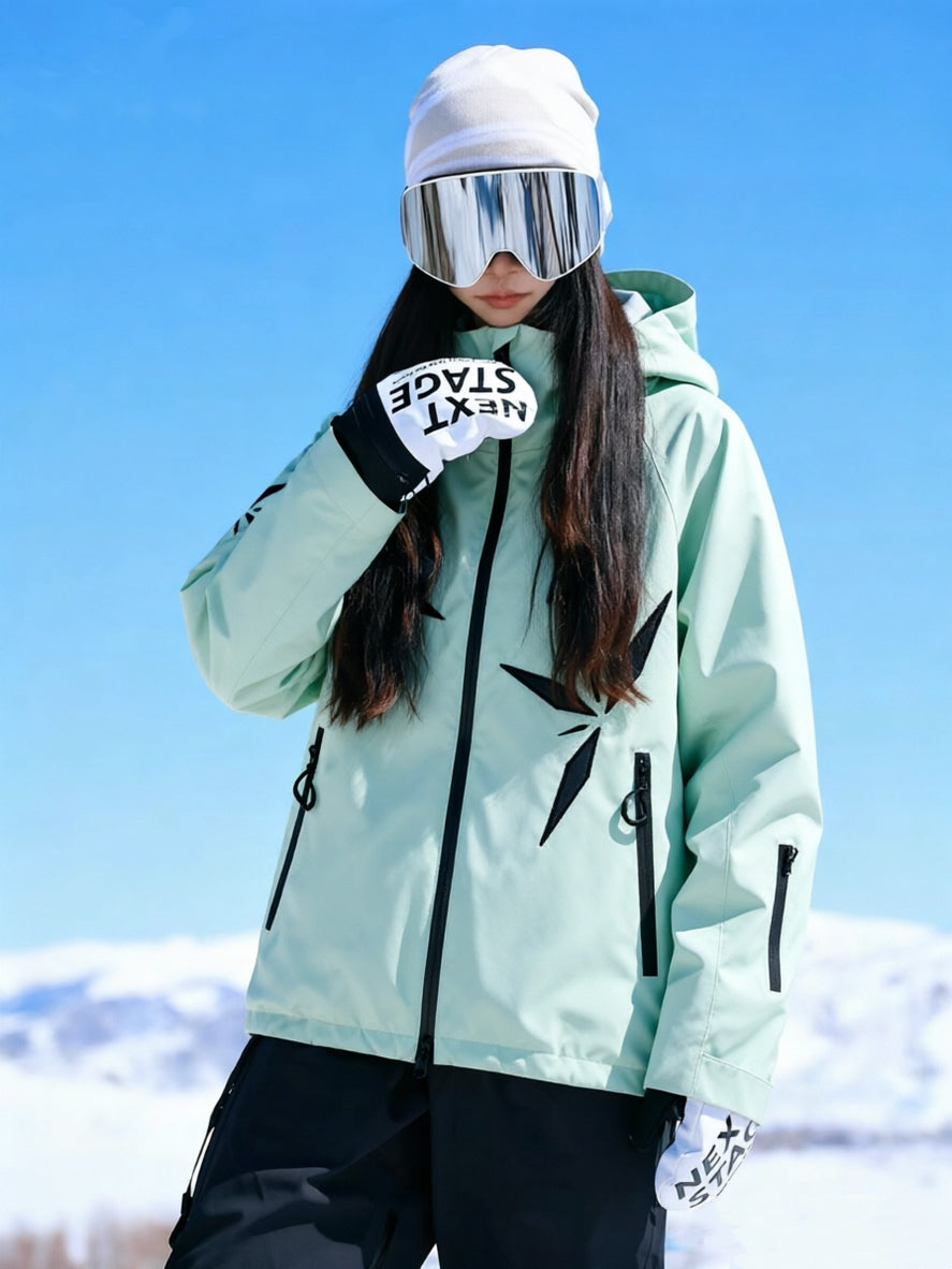 Women's Snowflake-Appliqué Winter Ski Jacket