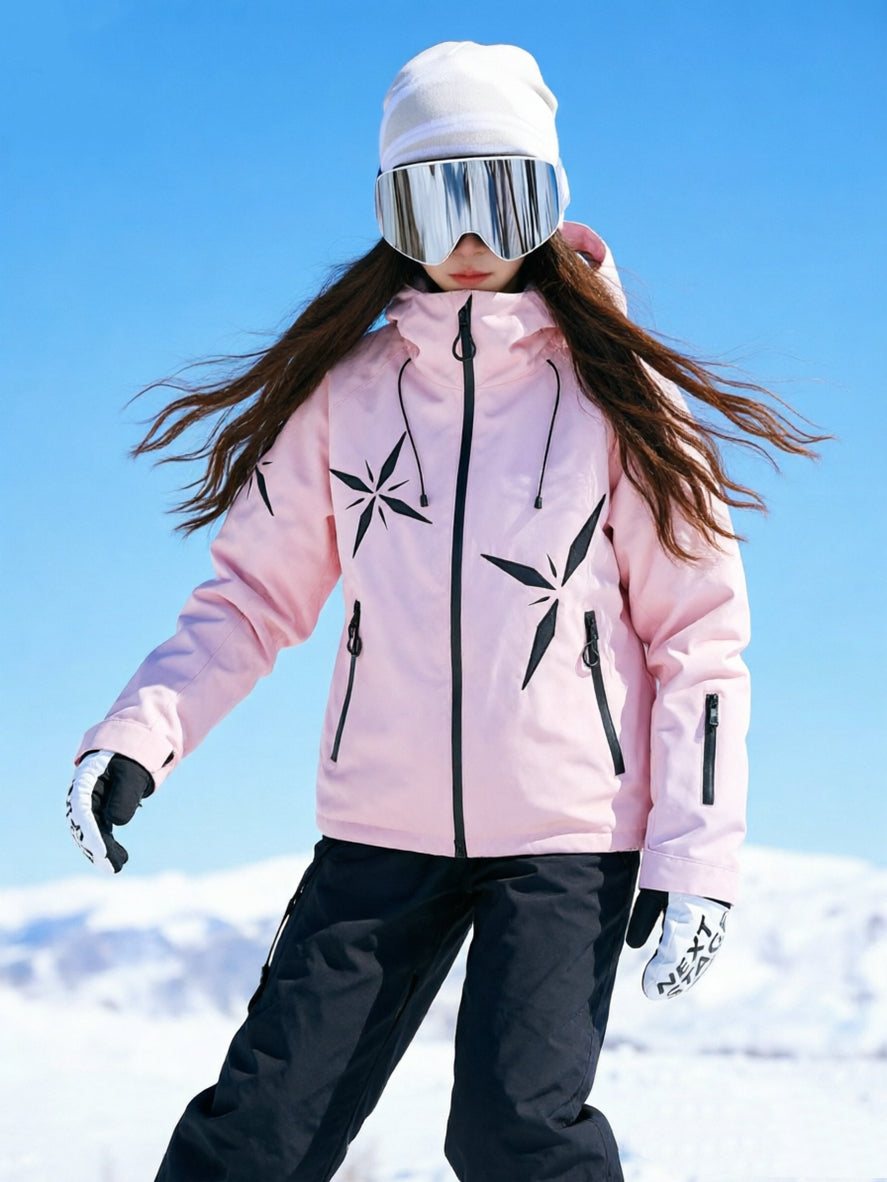 Women's Snowflake-Appliqué Winter Ski Jacket