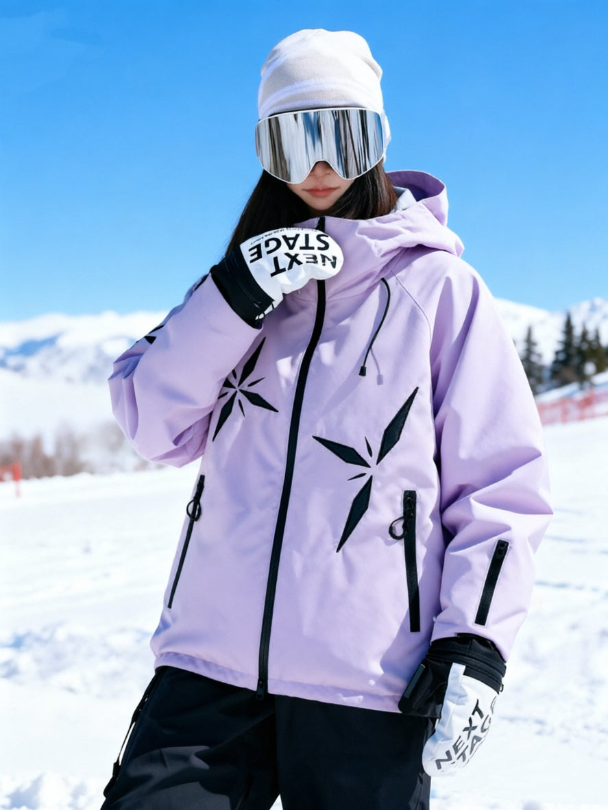 Women's Snowflake-Appliqué Winter Ski Jacket
