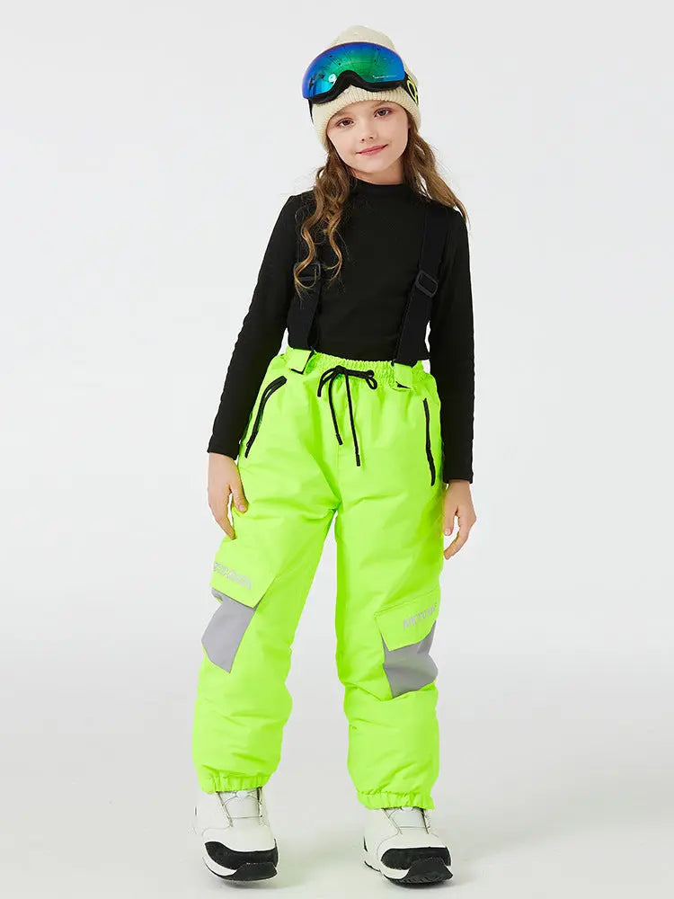 Kids Loose Fit Snow & Ski Pants Removable Shoulder Strap