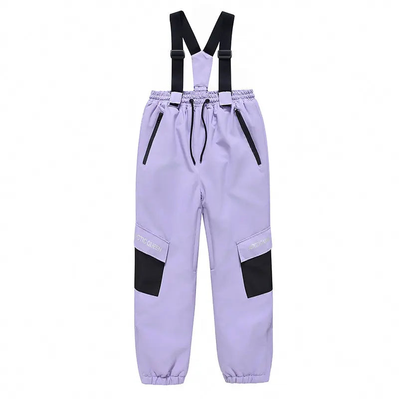 Kids Loose Fit Snow & Ski Pants Removable Shoulder Strap