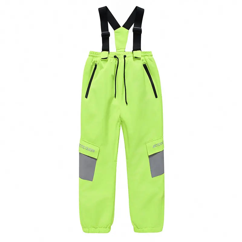 Kids Loose Fit Snow & Ski Pants Removable Shoulder Strap