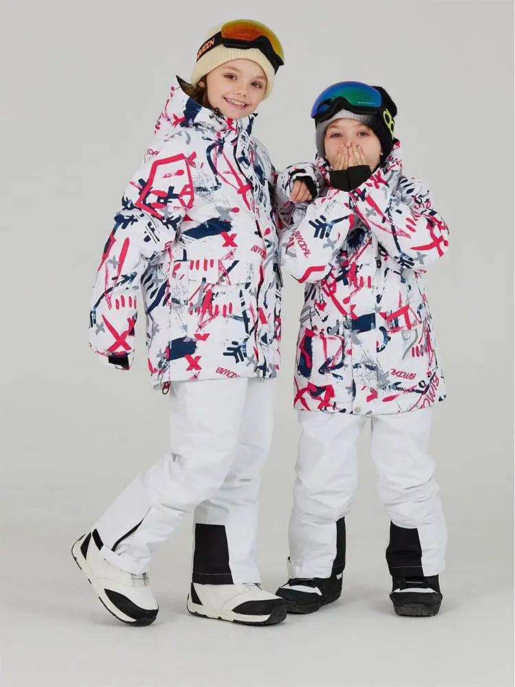 Kids Outdoor Ski Jacket & Pants Set Insulated Snowboard Outwear