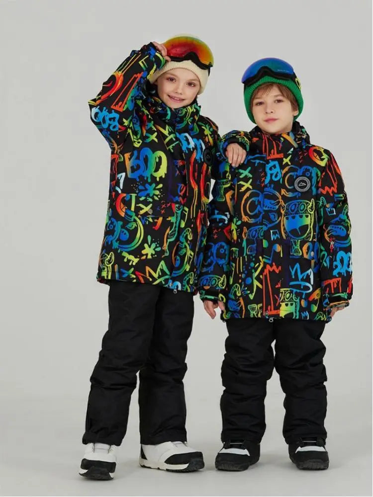 Kids Outdoor Ski Jacket & Pants Set Insulated Snowboard Outwear