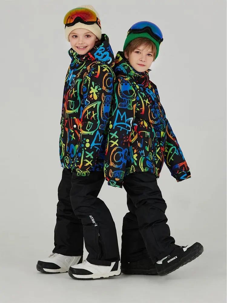 Kids Outdoor Ski Jacket & Pants Set Insulated Snowboard Outwear