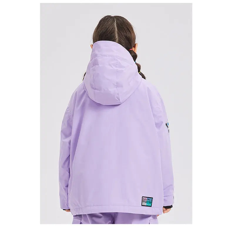 Kids Warm Ski Jacket Coat for Winter Solid Color Snow Wear