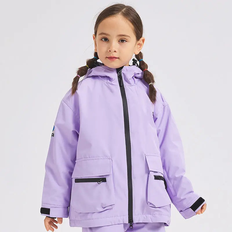 Kids Warm Ski Jacket Coat for Winter Solid Color Snow Wear